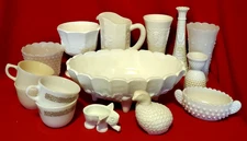 15 Pieces Vintage Westmoreland, Fenton, Indiana Glass, Anchor Hocking Milk Glass