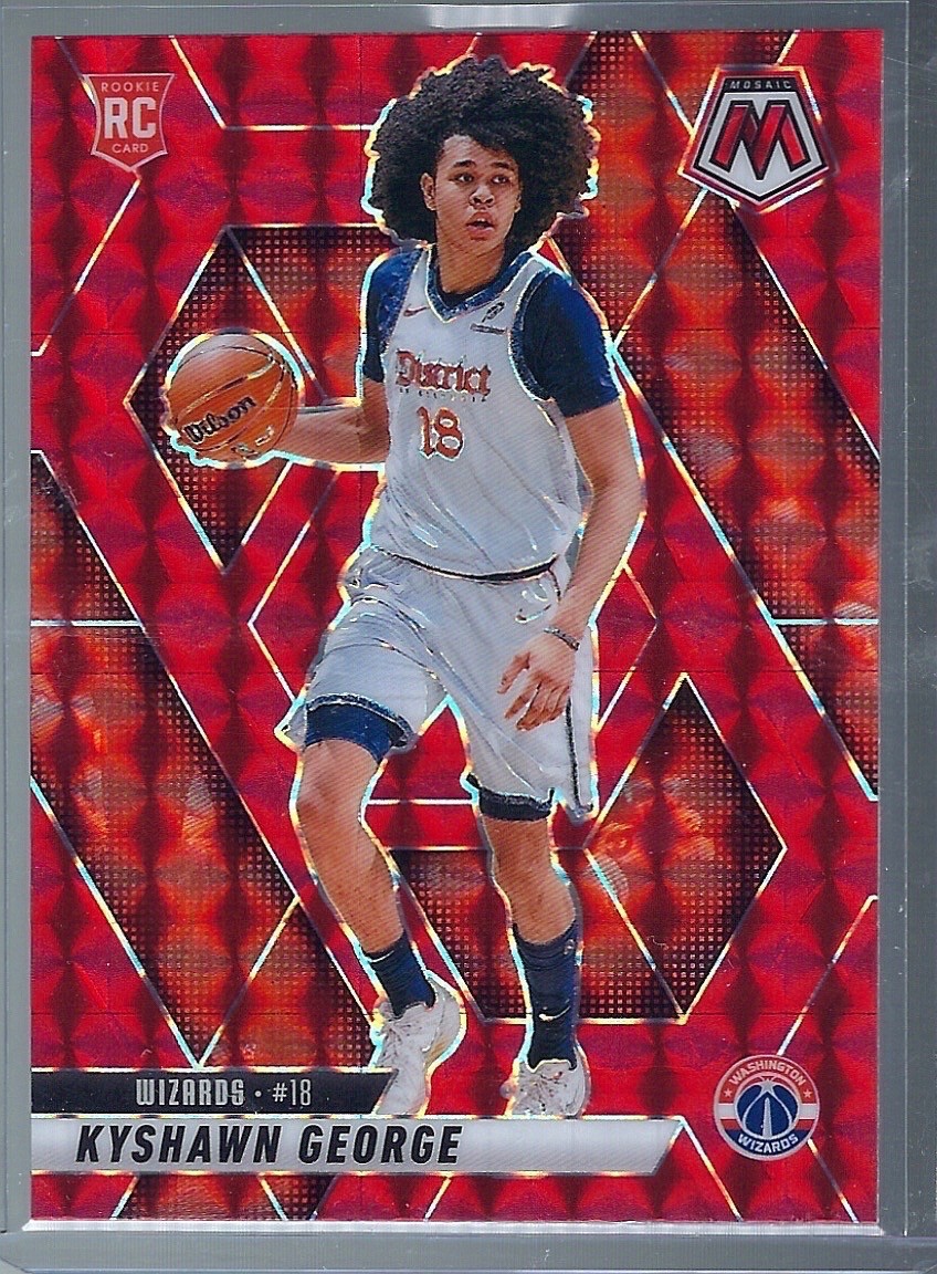 2024-25 Panini Mosaic Rookies Kyshawn George #247 Red Mosaic Prizm (RC) Wizards