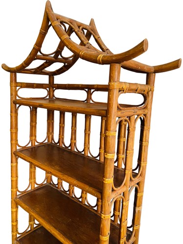 Vintage Bamboo Pagoda Style Shelving Unit With 4 Tiers Boho 70's Style - Picture 4 of 7