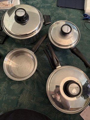 Eight Piece Lot Luster Craft Four Pots One Strainer Three Lids