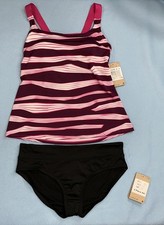 NWT 110 Women s Nike Swim V-Back Tankini SET NESSE908-672 Medium