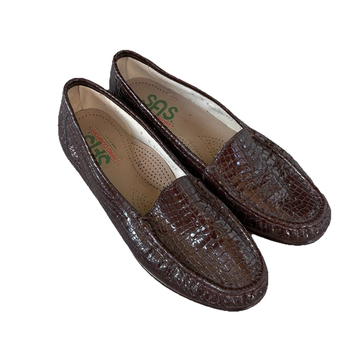 Size 8.5W SAS Patent Leather Crocodile Brown Neutral Comfy Simplify Luxe Loafer SAS Women main image 2