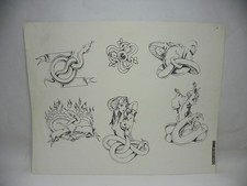 Vintage 1981 Guideline tattoo supply "Snakes" tattoo flash. Good condition.