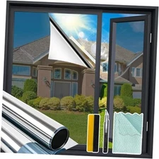  One Way Privacy Window Film, 17.5 x 78.7 Inch Window Tint 17.7" x 78.7" Silver