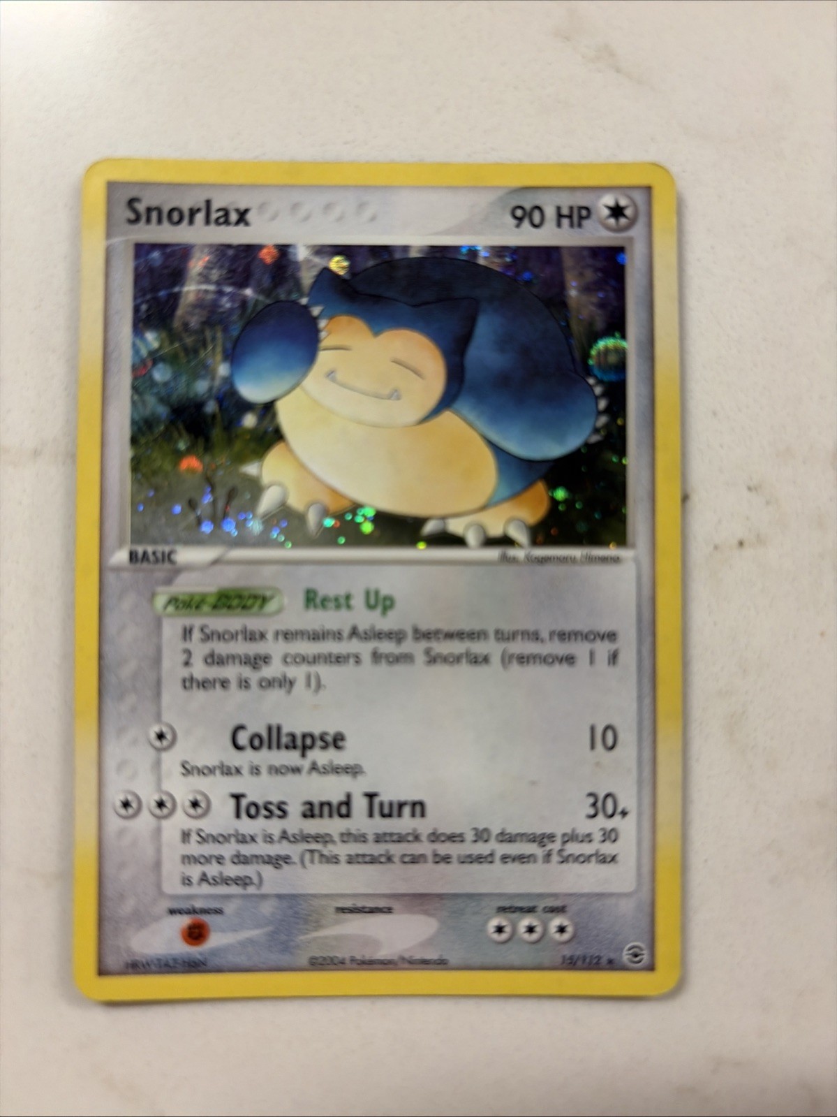 Pokemon TCG Snorlax Holo Rare FireRed & LeafGreen 15/112