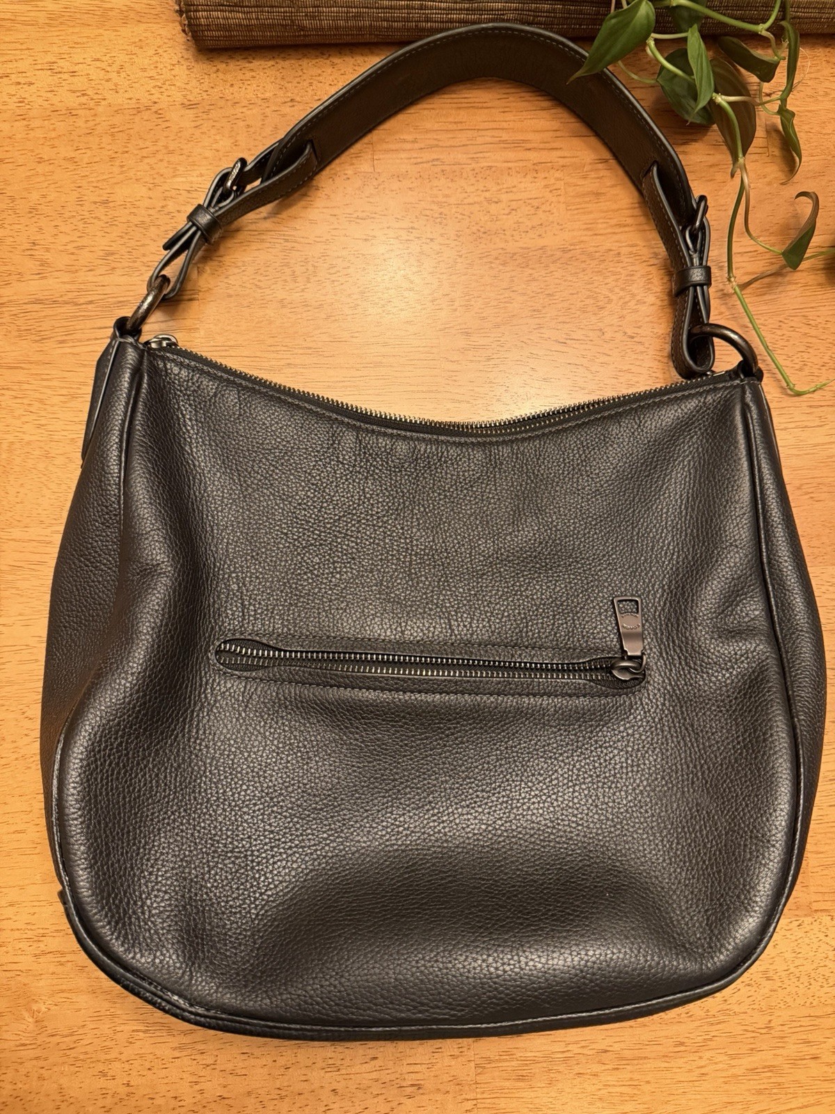 Coach Medium Black Pebble Leather Shoulder Bag