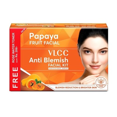 VLCC Papaya Fruit Facial Kit + FREE Rose Water Toner Pack of 300gm + 100ml