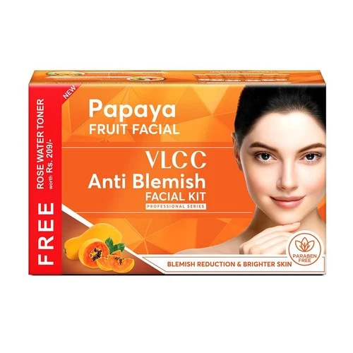 VLCC Papaya Fruit Facial Kit + FREE Rose Water Toner Pack of 300gm + 100ml