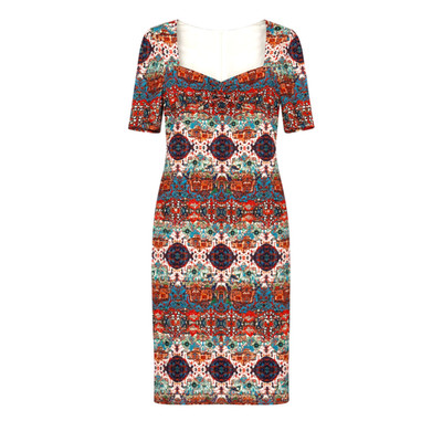 NWT Y2K Maggy London Boho Babydoll Bodycon Midi Dress Women Size 4 Indie Sleaze