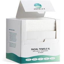 Clean Facial Towels XL, 100% Biodegradable Biobased Face Towel, Disposable Face