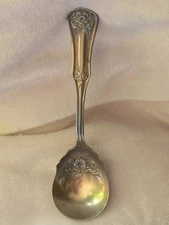WM A ROGERS 1910 ART NOUVEAU NICKEL SILVER SUGAR SPOON OHS124 ANTIQUE