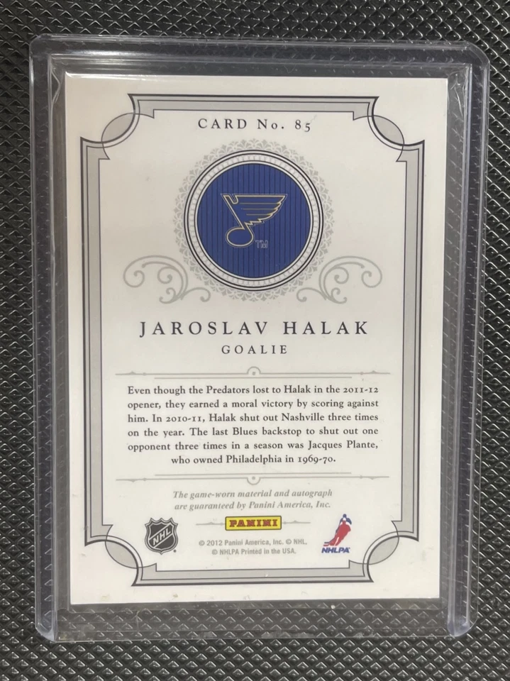 Jaroslav Halak - 2012 Panini Dominion Peerless Patches Patch Auto /40 - Blues - Image 2 of 2