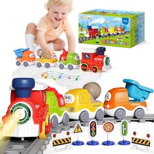 Train Set for Toddlers w/Steam, Sound Lights, Toddler Toys for Age 2-4, Electr