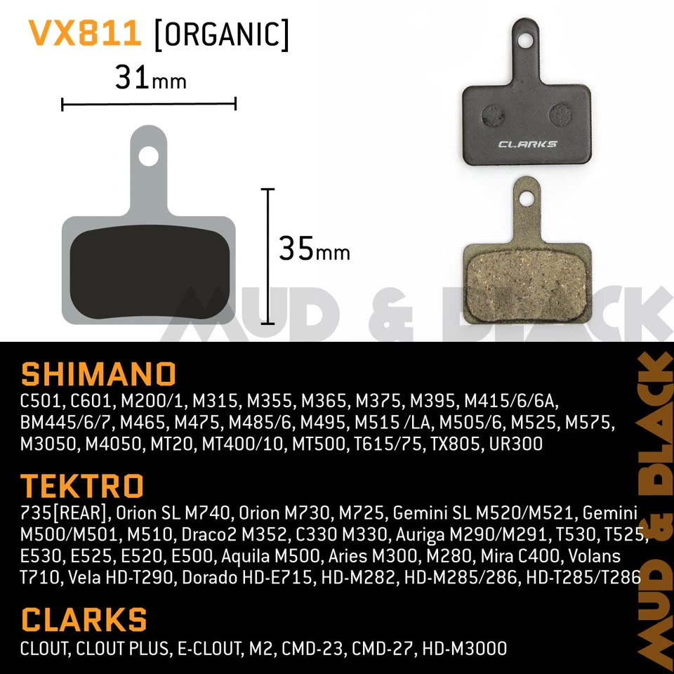 Clarks Disc Brake Pads Organic MTB Hybrid Road SHIMANO TEKTRO SRAM CLARKS HOPE