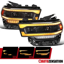 Fit 2019-2024 Dodge Ram 2500 Black Projector Headlights LED Sequential Amber DRL