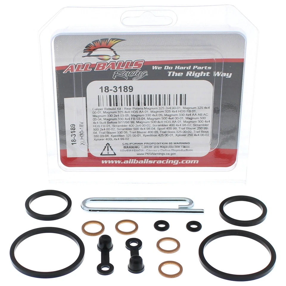 New All Balls Rear Caliper Rebuild Kit 18-3189 for Polaris Magnum 325 2x4 00-01 Foto 3 de 4