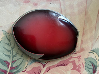 Vintage Elgin American Compact Red Black and Silver Art Deco Compact with Rouge