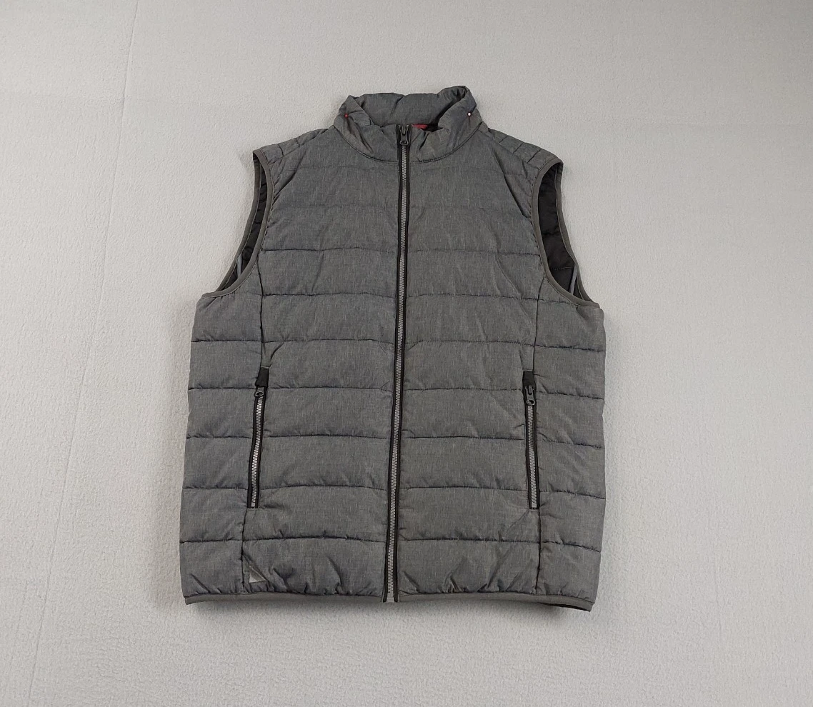 Untuckit Men Puffer Vest M Gray Quilted Full Zip Padded Packable Winter Outdoor