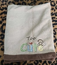 Carter's Monkey Too Cute Brown Plush Fleece Baby Blanket Lovey