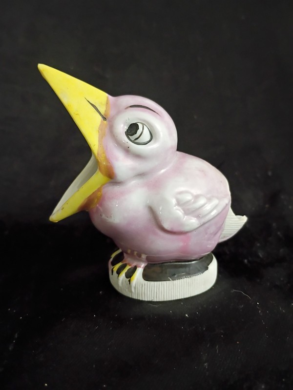 VINTAGE Anthropomorphic PINK WIDE MOUTHED BIRD 4"X4" Made In Japan 1950s
