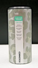 Corkcicle Slim Can Cooler 12oz Snow Leopard NEW