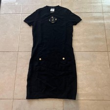 Chanel Black Cashmere Knit Dress S Fall Winter Vintage