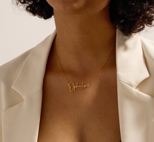 18K Gold personalisierte Namenskette, individueller Namensanhänger Schmuck für Geschenke - Bild 7 von 8