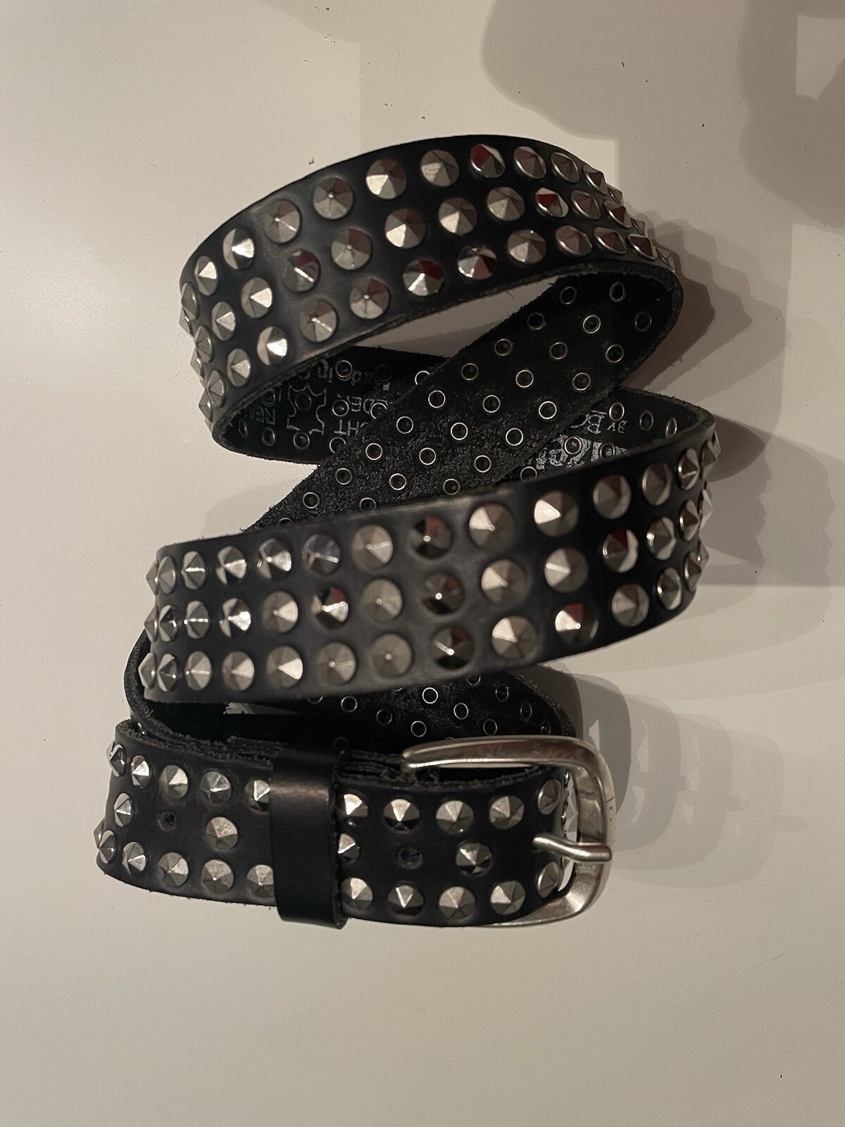 Vanzetti Unisex Belt Gürtel schwarz mit Studs Nieten Leder 90cm Made In Germany