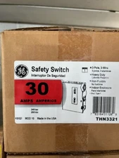 GE THN3321 Fuse Box heavy duty 3 pole non fusible 30 amp nema 1