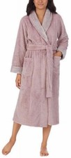 Carole Hochman Women's Long Plush Wrap Robe with Patch Pockets, Pink, Small 