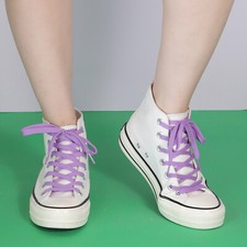 1pair Double Layers Flat Boot Shoelaces Strings Purple for Sneakers Tennis Shoes