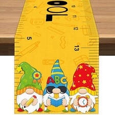 Back to School Gnomes Table Runner Students Kids First Day of School Party De...