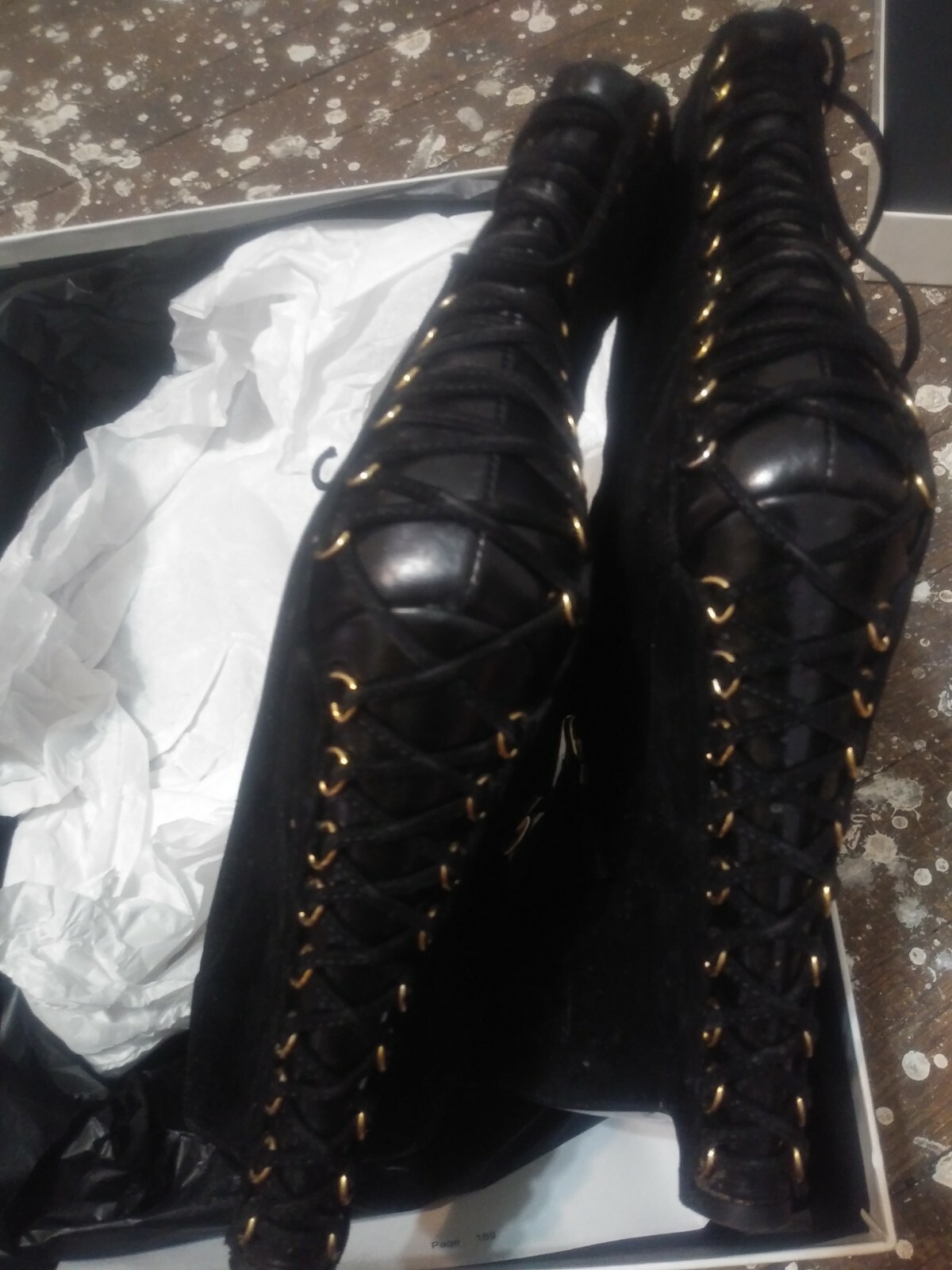 Stivali Stivaletti Saint Laurent Oro Nero Ysl Madge 105 In perfette condizioni Msrp 1295 Rive Sinistra