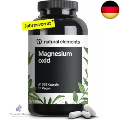 Magnesium - 365 Kapseln (Jahresvorrat) - 667mg, davon 400mg elementares