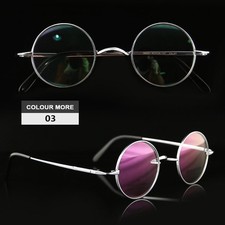 42mm Titanium Vintage Eyeglass frame  Retro Spectacles Round Glasses Silver
