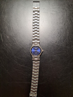 Activa Women's Swiss Movt. Two Tone Quartz Watch Blue Dial Good Condition!