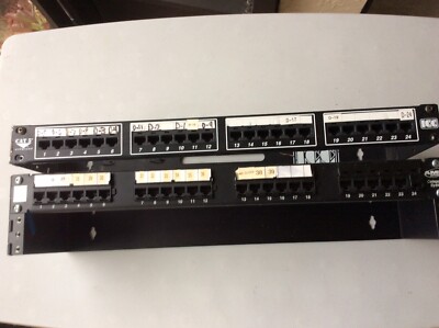 Lot of 2unt ICC Cat5 and AMP Netconnect Category 6 Patch Pannel W/Mounting Rack