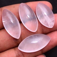 4 Pcs Natural Pink Rose Quartz 27mm-32mm Marquise Cabochon Loose Gemstones Lot