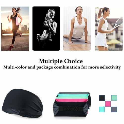 3 Pack Women Men Yoga Gym Stretch Head Band Sports Sweat Sweatband Headband US - Picture 6 of 9