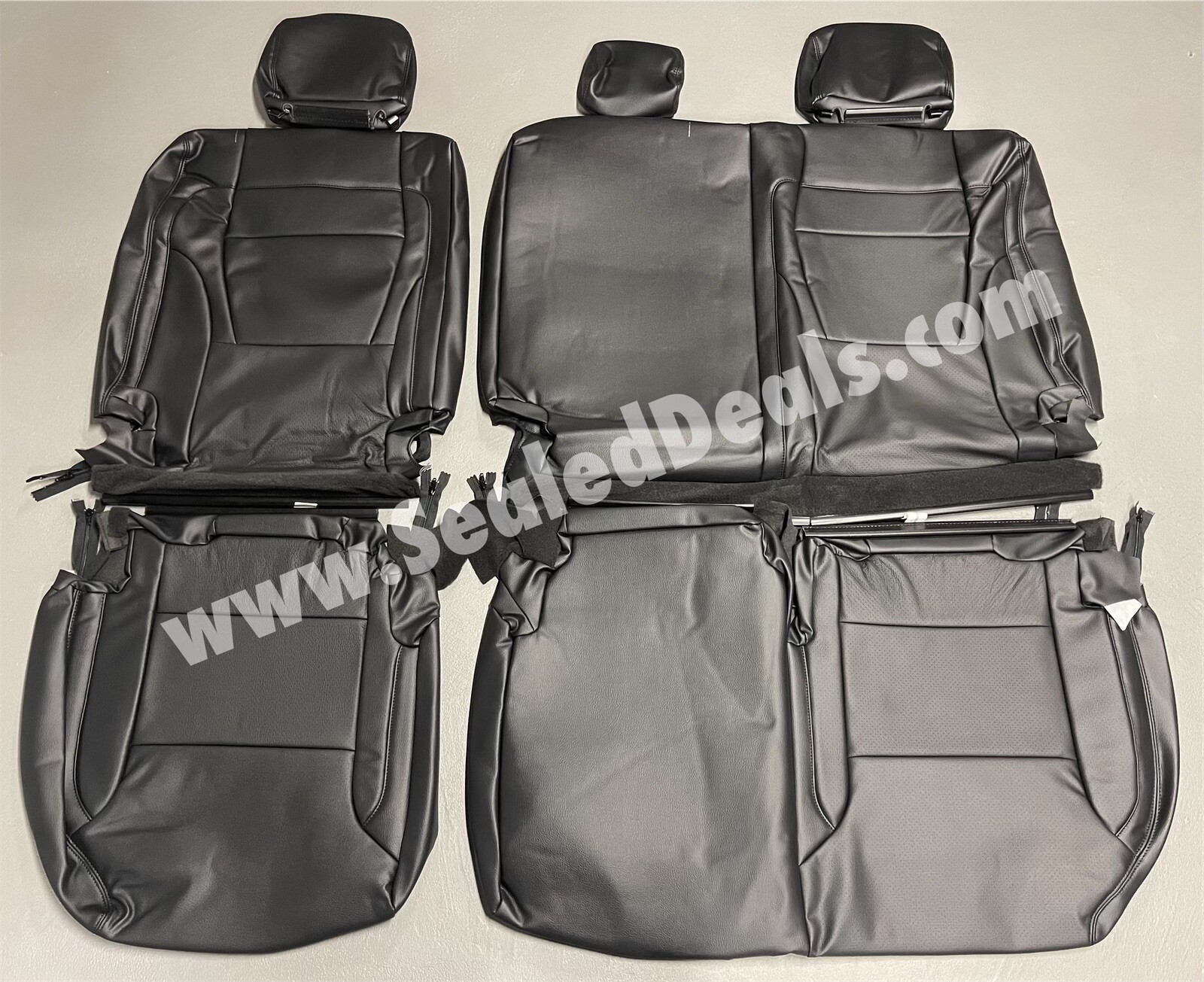 Black Leather Seat Covers Upgrade for Toyota Tundra CrewMax SR SR5 2022