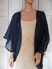 NAVY Chiffon Kimono Wrap Wedding Evening Shrug Bolero Jacket.. Sizes 8 - 24