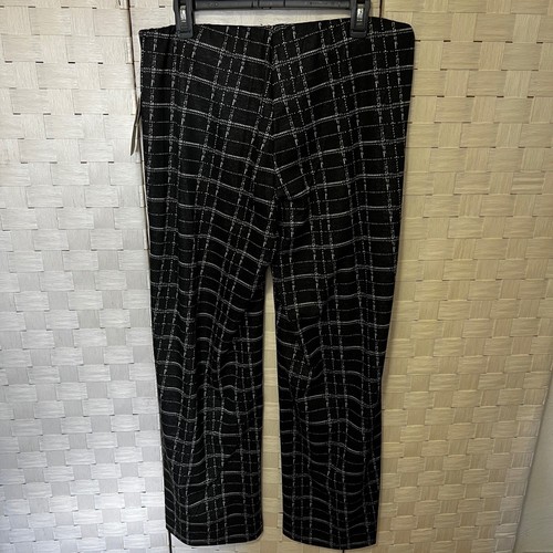 NWT John Paul Richard Plaid Pants Career Casual Pull On Black White L - Picture 2 of 4