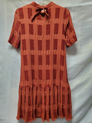 No Boundaries Short Sleeve Teen Girl BoHo Style Dress Large (10/12) Burnt Orange - Picture 2 of 16
