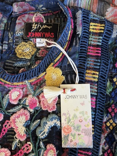 NWT BIYA JOHNNY WAS "Dayana" Mesh Maxi Dress Floral Heavy Embroidery w Slip $598 - Picture 3 of 16