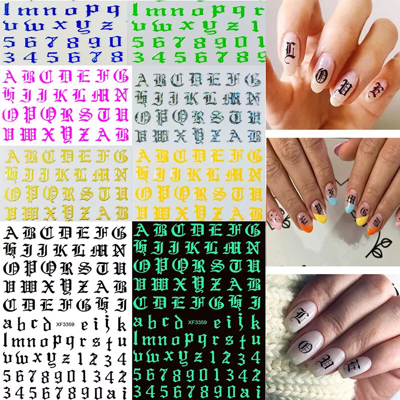 New Roman 26 English Alphabet Number 3D Self-adhesive Nail Art Decal  Sticker Word Small Letter Nail Tattoos Decal Stickers - AliExpress