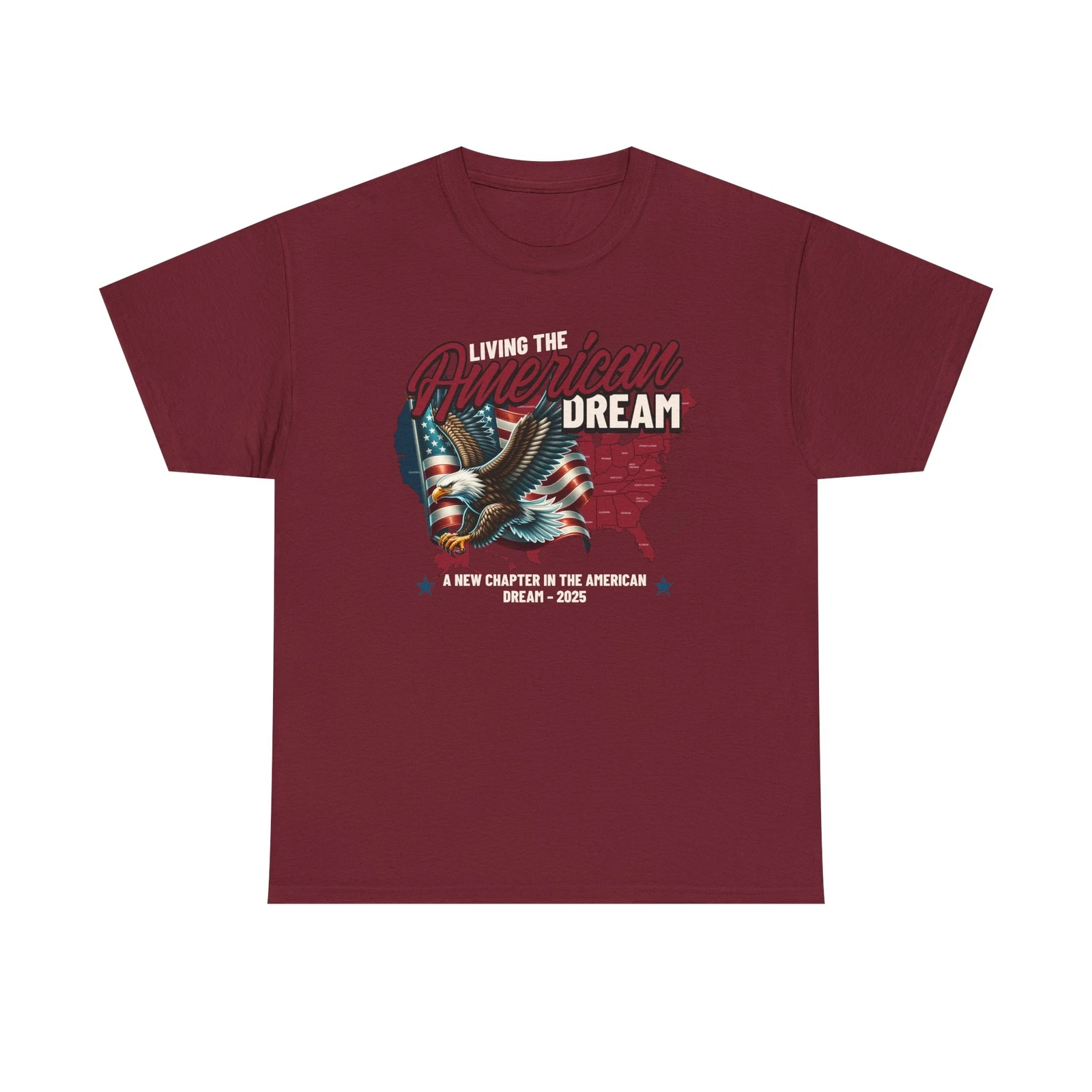 Patriotic USA Tee with US Map and Eagle Flag Graphic