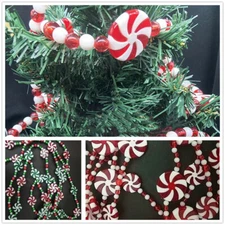 Candy Cane Sweets Red White/Green Garland Chain Bauble Christmas Tree Decoration