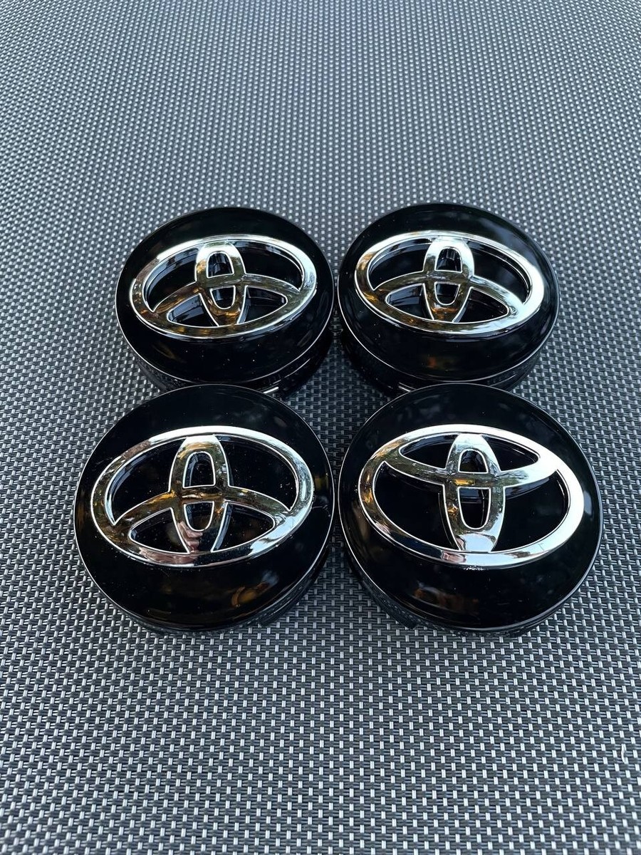 TOYOTA SET OF 4 BLACK-CHROME 62 mm/2.44in Wheel Center Caps - FITS