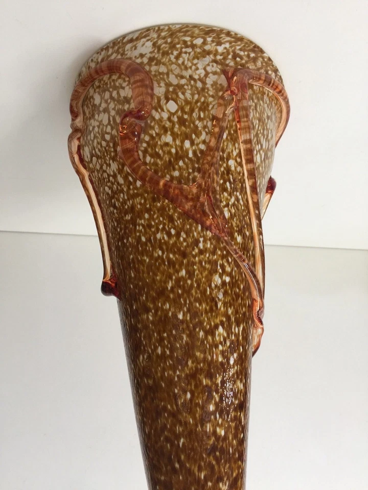 Murano Bavai Conicity Art Glass Brown Amber Pendant Light Shade 15 1/4" T x 8" D - Image 3 of 4