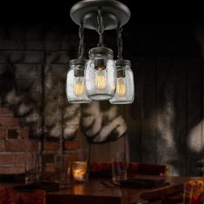 Mason Jar Pendant Ceiling Light Fixture for Kitchen Island and Cafe
